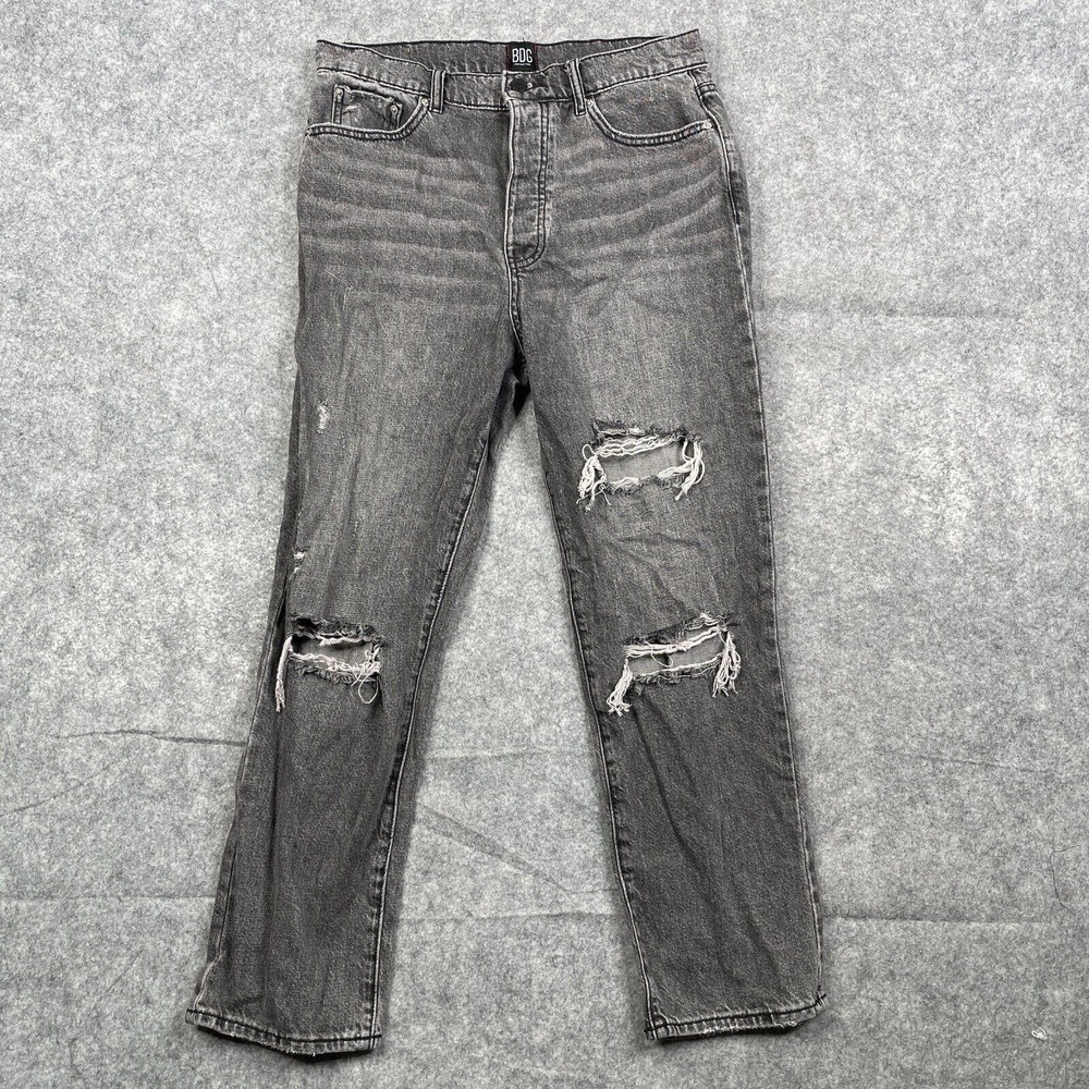 BDG Slim Straight Jeans Womens 30 High Rise Distressed Gray Cotton Casual